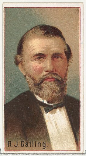 R. J. Gatling, printer's sample for the World's Inventors souvenir album (A25) for Allen & Ginter Cigarettes