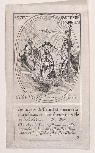 La Trinité (The Trinity), Trinity Sunday, scene 7 from Images des Fêtes Mobiles (Images of Moveable Feasts from the Christian Calendar), part of "Les Images De Tous Les Saincts et Saintes de L'Année" (Images of All of the Saints and Religious Events of the Year)