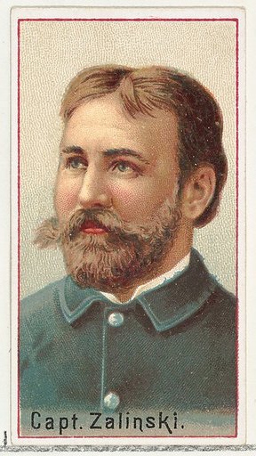 Captain Zalinski, printer's sample for the World's Inventors souvenir album (A25) for Allen & Ginter Cigarettes