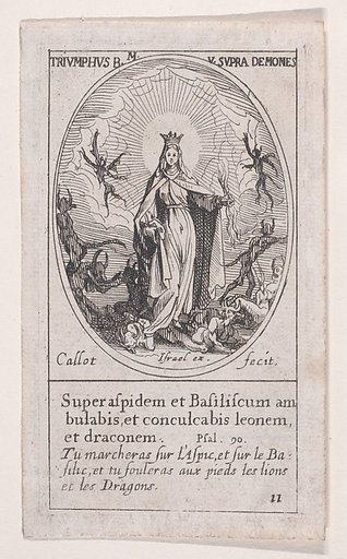 La bienheureuse Vierge Marie triumphant des démons (The Blessed Virgin Mary Triumphing over Demons), scene 11 from Images des Fêtes Mobiles (Images of Moveable Feasts from the Christian Calendar), part of "Les Images De Tous Les Saincts et Saintes de L'Année" (Images of All of the Saints and Religio