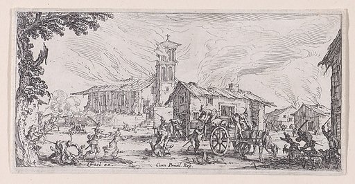 Pillage et Incendie d'un Village (Looting and Burning of a Village), plate 4 from "Les Petites Misères de la Guerre" (The Little Miseries of War)