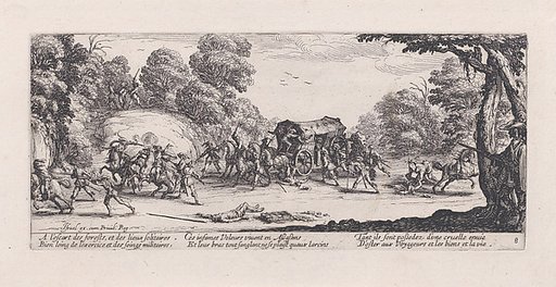 L'Attaque de la Diligence (The Attack of the Stagecoach), plate 8 from "Les Misères et les Mal-Heures de la Guerre" (The Miseries and Misfortunes of War)