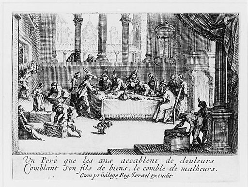 Le Partage des Biens, pièce appelée aussi L'Enfant Prodigue Reçoit sa Part d'Héritage (The Dividing of Assets, also called The Prodigal Son Receiving His Inheritance), from "L'Enfant Prodigue" (The Prodigal Son)