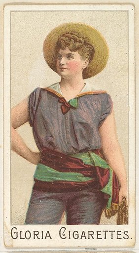 From the series "Sports Girls" (C190), issued by the American Cigarette Company, Ltd., Montreal, to promote Gloria Cigarettes