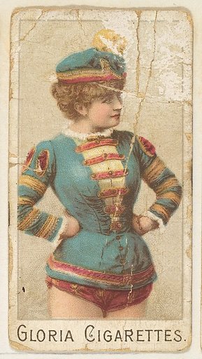 From the series "Sports Girls" (C190), issued by the American Cigarette Company, Ltd., Montreal, to promote Gloria Cigarettes