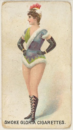 From the series "Sports Girls" (C190), issued by the American Cigarette Company, Ltd., Montreal, to promote Gloria Cigarettes