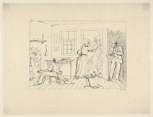 Enslaved Women Concealing their Master from a Search Party (from Confederate War Etchings)