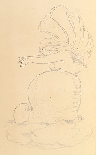 Sketch of a Fairy or Spirit Emerging from a Shell