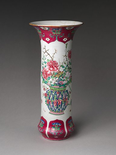 Vase with Basket of Auspicious Flowers