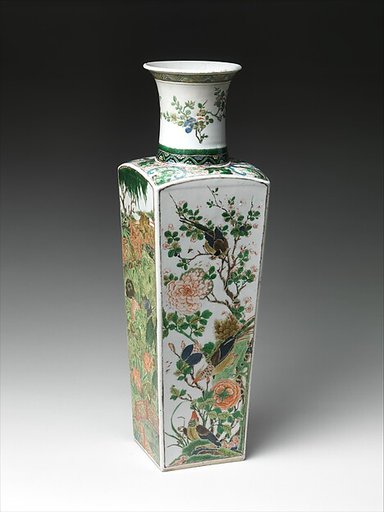 Vase with flowers and birds of the four seasons