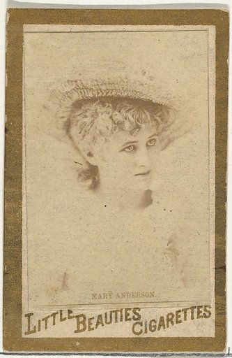 Mary Anderson, from the Actresses and Celebrities series (N60, Type 1) promoting Little Beauties Cigarettes for Allen & Ginter brand tobacco products