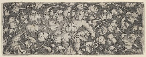 Horizontal Panel with Child Holding Tendrils Growing from Center