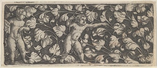 Horizontal Panel with Two Nude Boys Surrounded by Tendrils