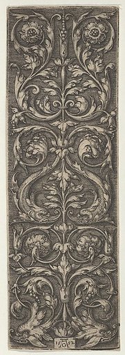 Vertical Panel with Candelabrum Containing Pairs of Fish and Rosettes