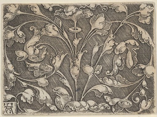 Horizontal Panel with Scrolling Tendrils Growing from Center