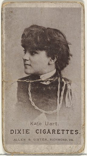 Kate Uart, from the Actresses series (N67) promoting Dixie Cigarettes for Allen & Ginter brand tobacco products