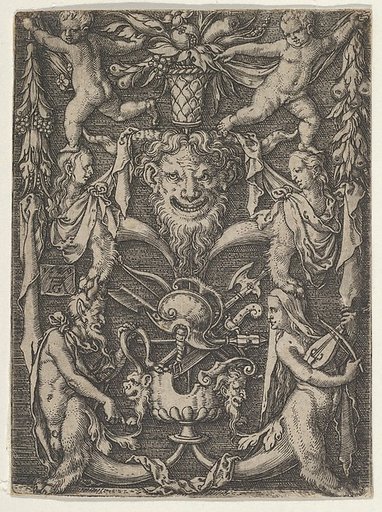 Panel with Grotesque Candelabrum Containing Satyrs, Children and a Trophy