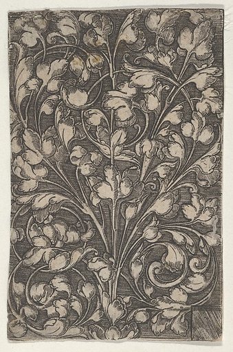 Vertical Panel with Scrolling Tendrils Rising from Center
