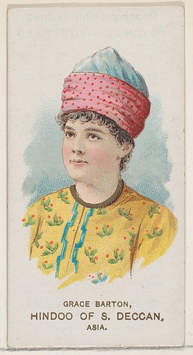 Grace Barton as Hindoo of South Deccan, Asia, from the set Actors and Actresses, Second Series (N71) for Duke brand cigarettes