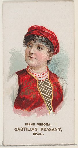 Irene Verona Dressed as Castilian Peasant, Spain, from the set Actors and Actresses, Second Series (N71) for Duke brand cigarettes
