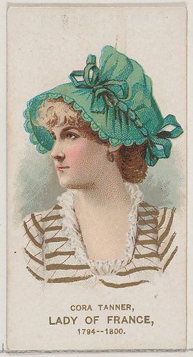 Cora Tanner as a Lady of France, 1794-1800, from the set Actors and Actresses, Second Series (N71) for Duke brand cigarettes