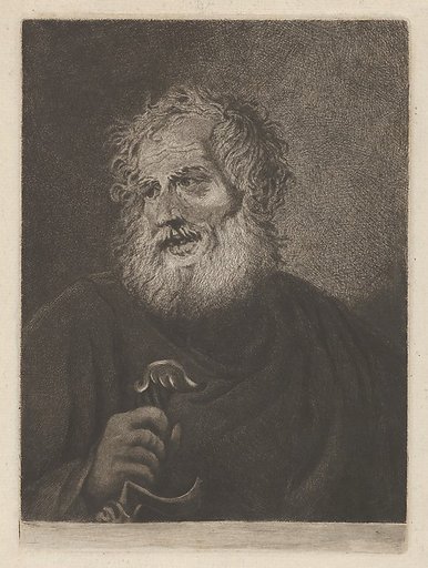 Old Man with a Long Beard Holding a Stick or Sword-hilt