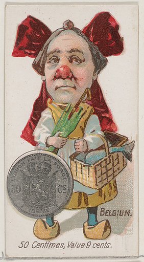Caricatured Belgian, 50 Centimes, from the series Coins of All Nations (N72, variation 1) for Duke brand cigarettes