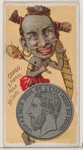 Caricatured figure from the Congo, 2 Francs, from the series Coins of All Nations (N72, variation 2) for Duke brand cigarettes