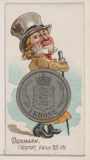 Denmark, 1 Kronor, from the series Coins of All Nations (N72, variation 2) for Duke brand cigarettes