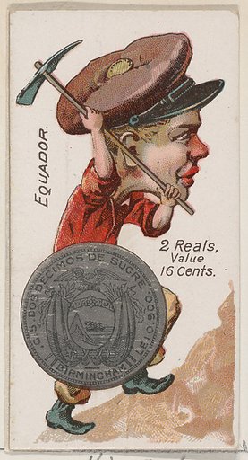 Ecuador, 2 Reals, from the series Coins of All Nations (N72, variation 1) for Duke brand cigarettes