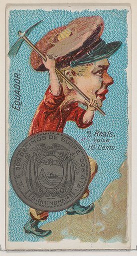 Ecuador, 2 Reals, from the series Coins of All Nations (N72, variation 2) for Duke brand cigarettes