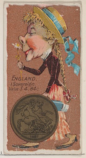 England, 1 Sovereign, from the series Coins of All Nations (N72, variation 2) for Duke brand cigarettes