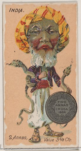 Caricatured Indian, 2 Annas, from the series Coins of All Nations (N72, variation 2) for Duke brand cigarettes