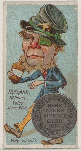 Caricatured Irishman, 10 Pence, from the series Coins of All Nations (N72, variation 2) for Duke brand cigarettes