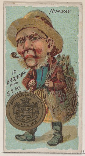 Norway, 10 Kronors, from the series Coins of All Nations (N72, variation 2) for Duke brand cigarettes