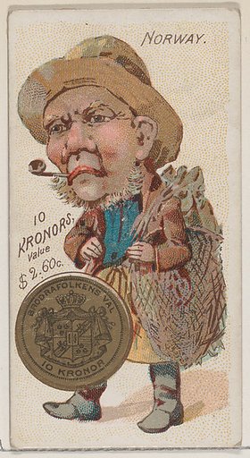Norway, 10 Kronors, from the series Coins of All Nations (N72, variation 1) for Duke brand cigarettes
