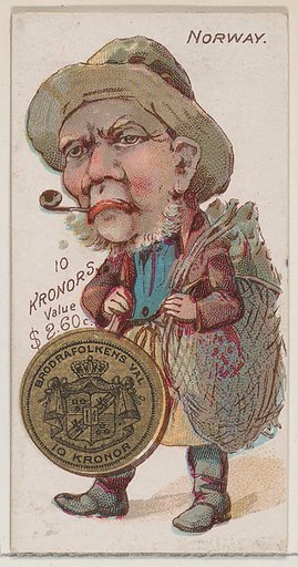 Norway, 10 Kronors, from the series Coins of All Nations (N72, variation 1) for Duke brand cigarettes