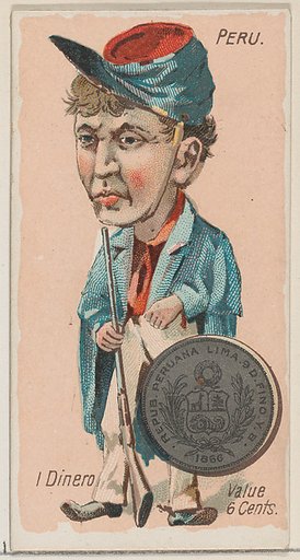 Peru, 1 Dinero, from the series Coins of All Nations (N72, variation 2) for Duke brand cigarettes