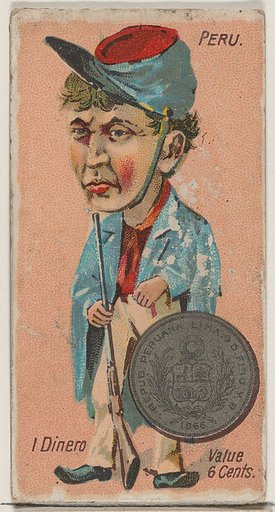 Peru, 1 Dinero, from the series Coins of All Nations (N72, variation 2) for Duke brand cigarettes