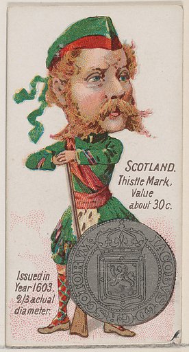 Scotland, Thistle Mark, from the series Coins of All Nations (N72, variation 1) for Duke brand cigarettes