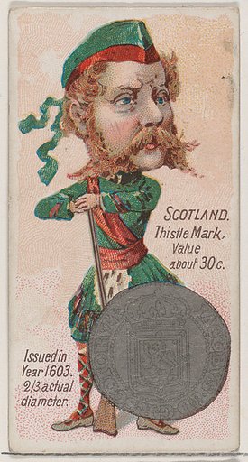 Scotland, Thistle Mark, from the series Coins of All Nations (N72, variation 2) for Duke brand cigarettes