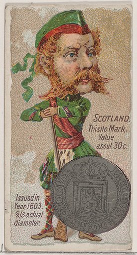 Scotland, Thistle Mark, from the series Coins of All Nations (N72, variation 2) for Duke brand cigarettes