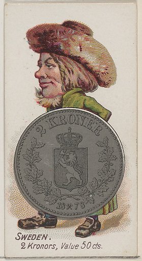 Sweden, 2 Kronors, from the series Coins of All Nations (N72, variation 1) for Duke brand cigarettes