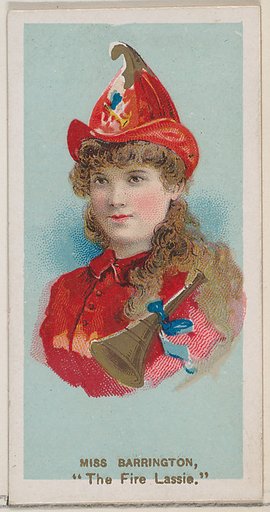 Miss Barrington as "The Fire Lassie," from the series Fancy Dress Ball Costumes (N73) for Duke brand cigarettes