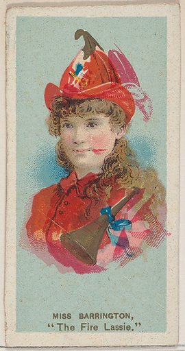 Miss Barrington as "The Fire Lassie," from the series Fancy Dress Ball Costumes (N73) for Duke brand cigarettes