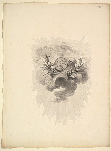 Vignette with a Medal depicting Harpocrate and Lotus Flowers, Volume I, Page 12, from Description des Principales Pierres gravées du Cabinet de S.A.S. Monseigneur le Duc d'Orléans Premier Prince du sang. A Paris chez M. l'abbé de la Chau au Palais-Royal M. l'abbé Le Blond au collége Mazarin Et chez 