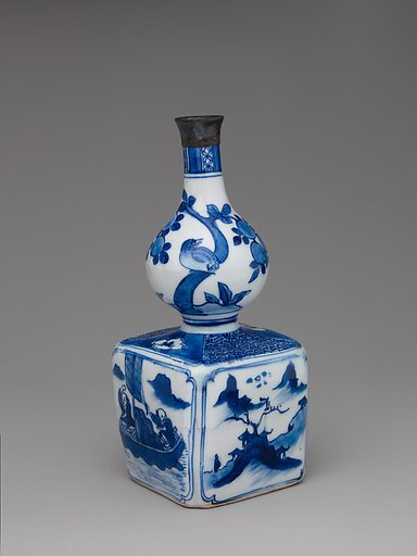 Wine bottle with decoration of landscape and poem