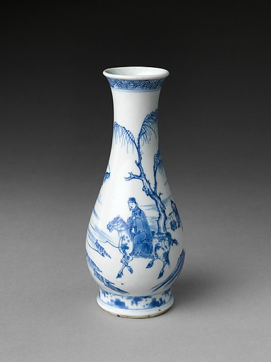 Vase with equestrian figure in landscape
