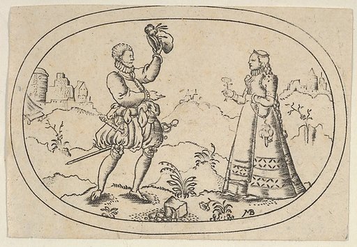 A Gentleman Greets a Lady, from "Das Bossenbüchlein"