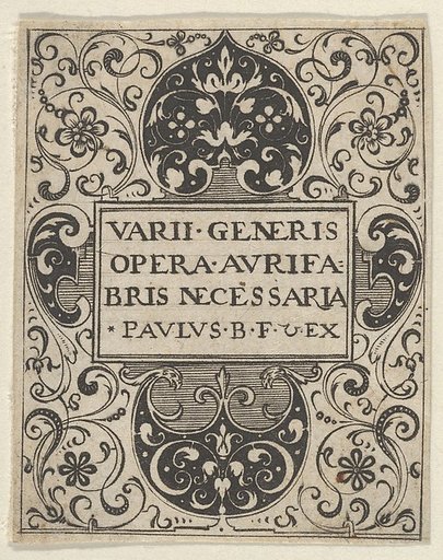 Title Page, from "Varii Generis Opera Aurifabris Necessaria"